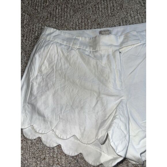 Womens J Crew White Linen Scalloped Shorts Size 6 Inseam 3.5 EUC - Picture 2 of 5